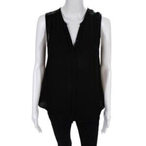 Unarosa black sleeveless chiffon top size L